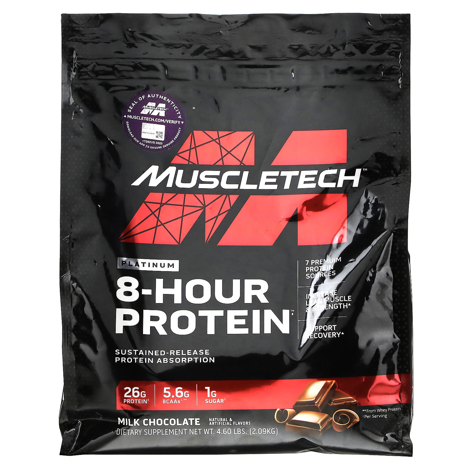 MuscleTech Platinum 8-Hour Protein смесь для приготовления протеинового коктейля молочный шоколад 209 кг 46 фунта 9490₽