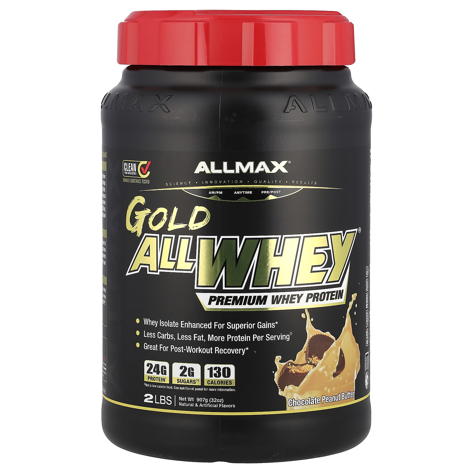 ALLMAX AllWhey Gold 100 сывороточный протеин премиум-изолят сывороточного протеина шоколад и арахисовое масло 2 фунта 907 г 8090₽