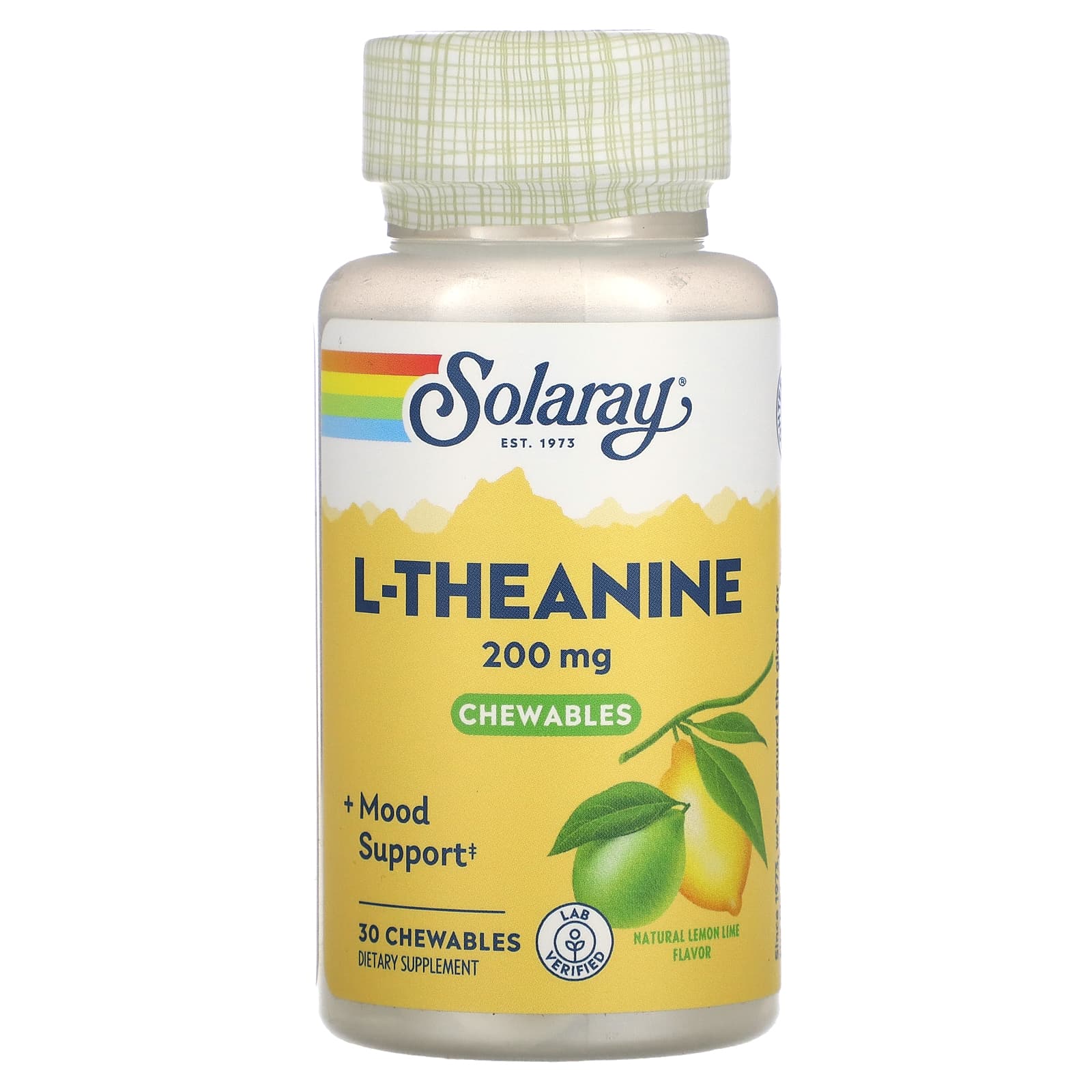 Solaray L-Theanine Natural Lemon-Lime 200 mg 30 Chewables 3890₽