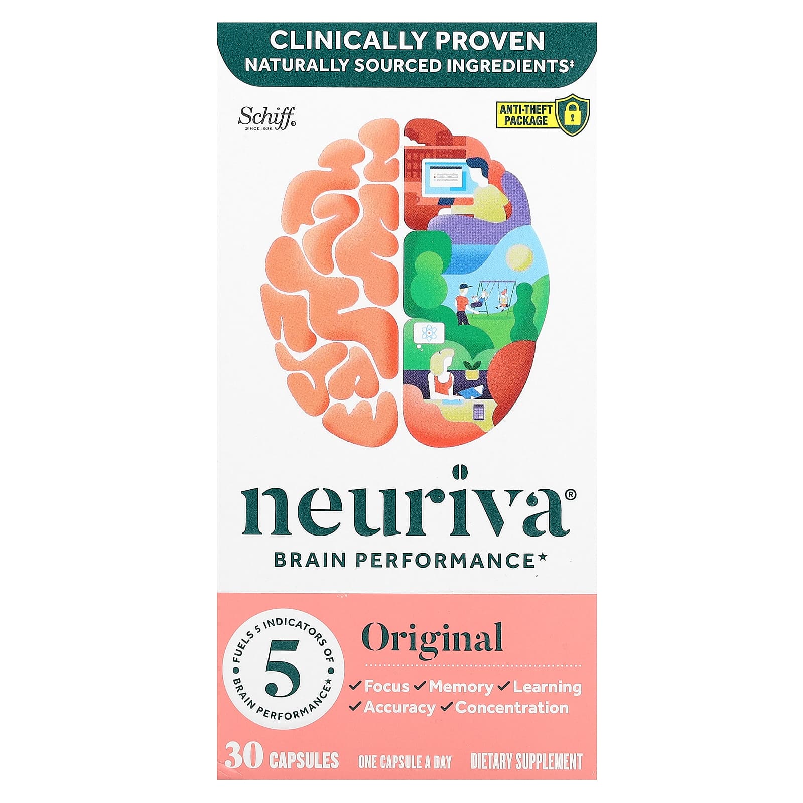 Schiff Neuriva Brain Performance оригинальный продукт 30 капсул 7090₽