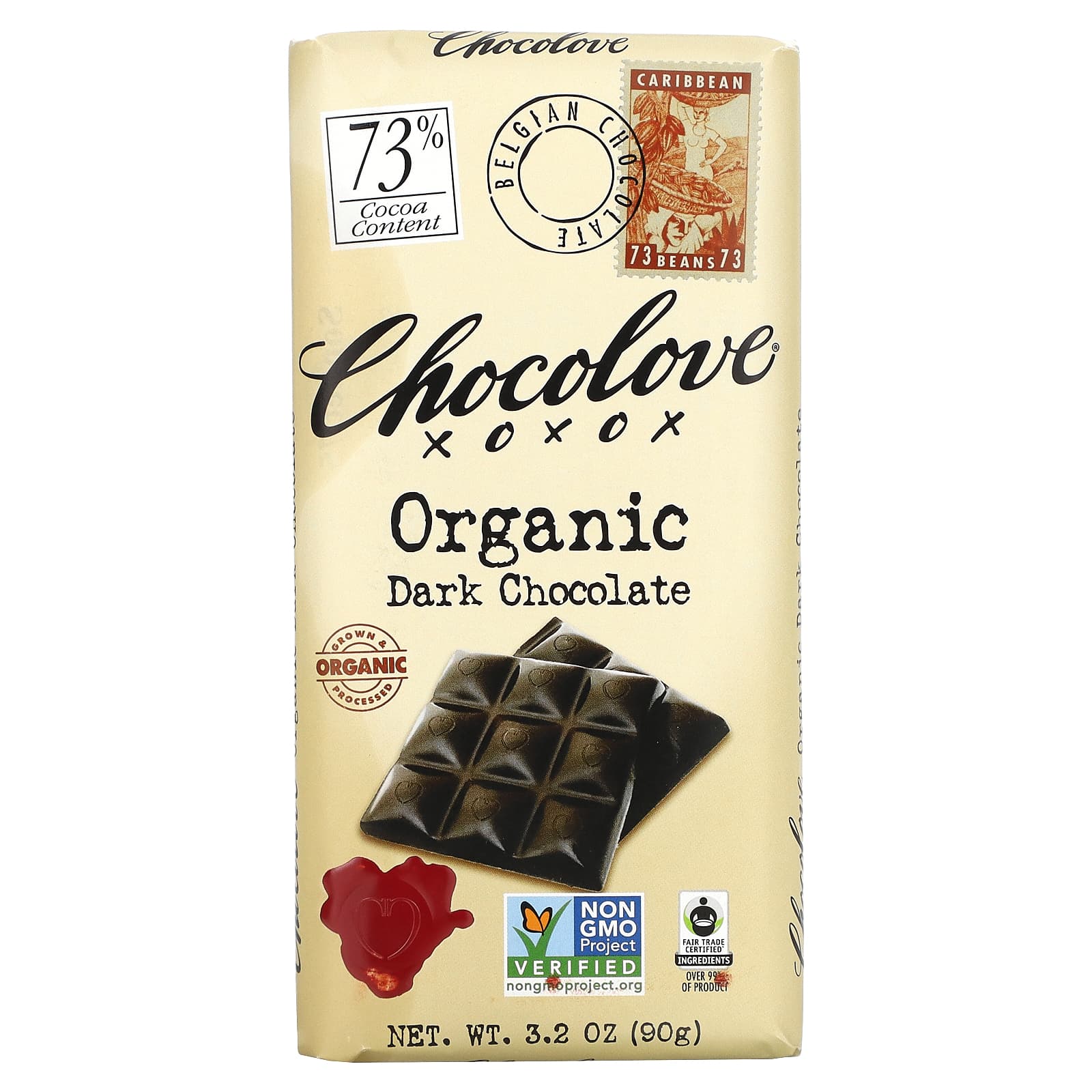 Chocolove Органический темный шоколад 73 какао 90 г 32 унции 1590₽