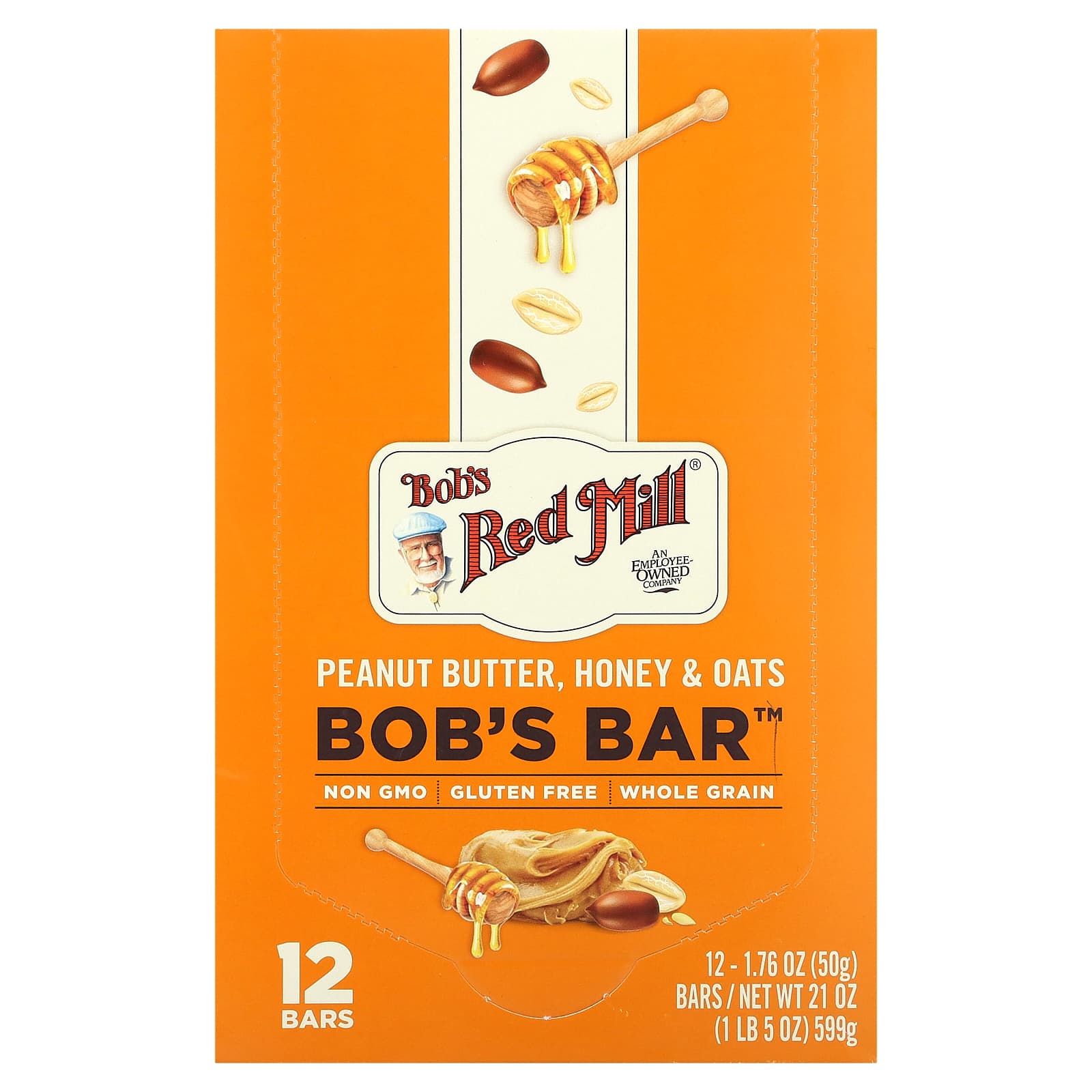 Bobs Red Mill Bobs Bar арахисовая паста мед и овес 12 батончиков по 50 г 176 унции 3390₽