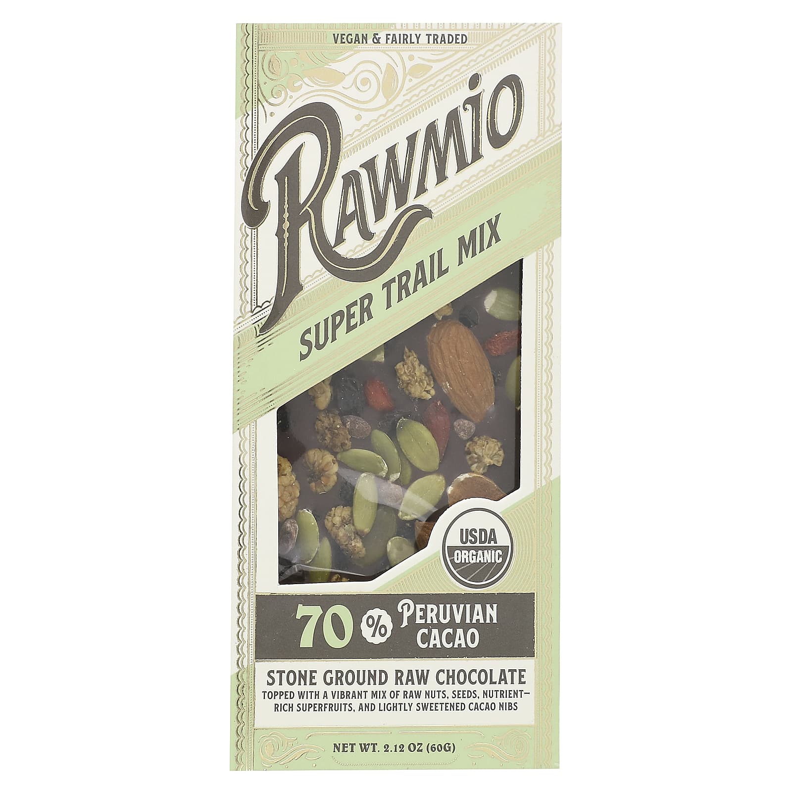 Rawmio Super Trail Mix 70 перуанского какао 60 г 212 унции 1790₽