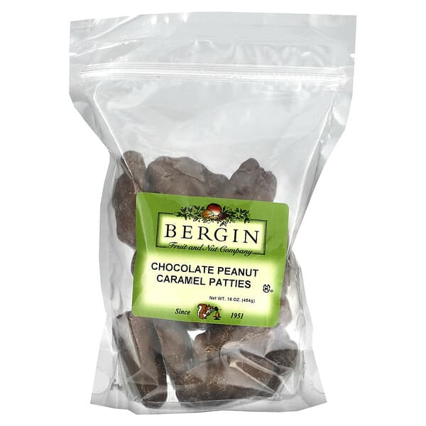 Bergin Fruit and Nut Company, Шоколадные пирожки с арахисом и карамелью, 454 г (16 унций)