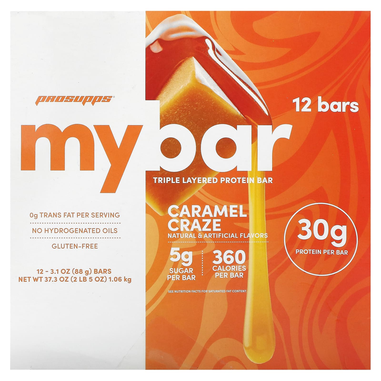 My Bar трехслойный протеиновый батончик карамельный вкус 12 батончиков по 88 г 31 унции 7890₽