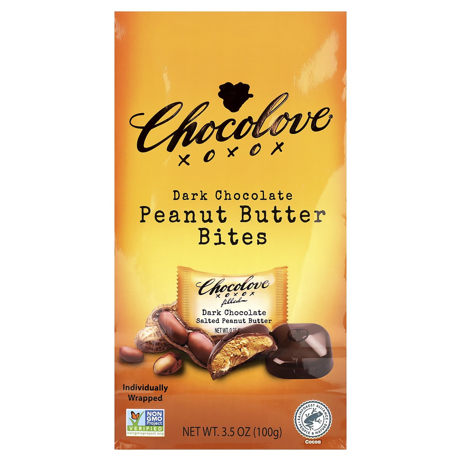 Chocolove, темный шоколад с начинкой, соленая арахисовая паста, 54% какао, 100 г (3,5 унции)