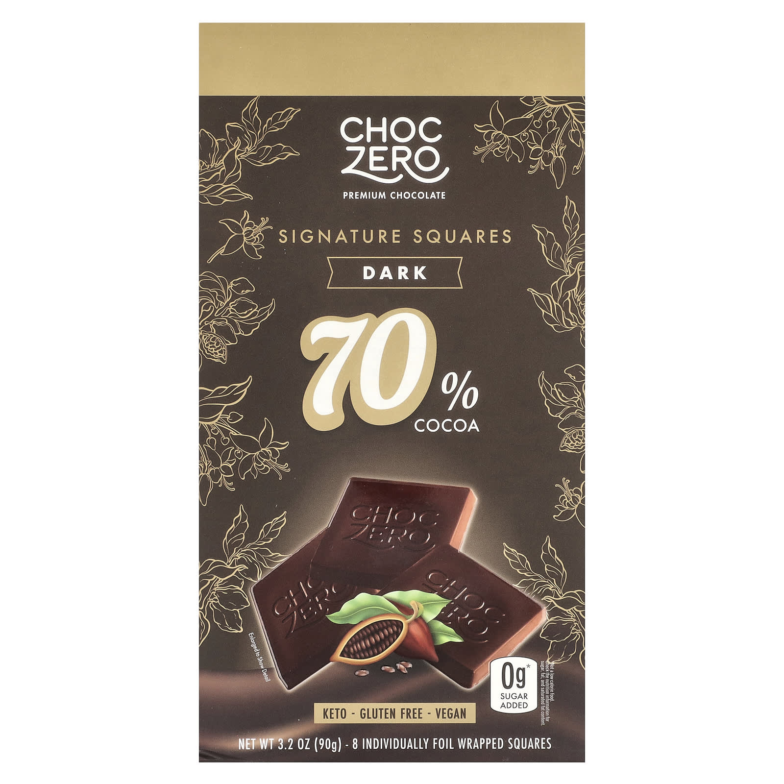 ChocZero Signature Squares 70 какао темный продукт 8 индивидуально упакованных шоколадных конфет в фольге по 90 г 32 унции 1590₽