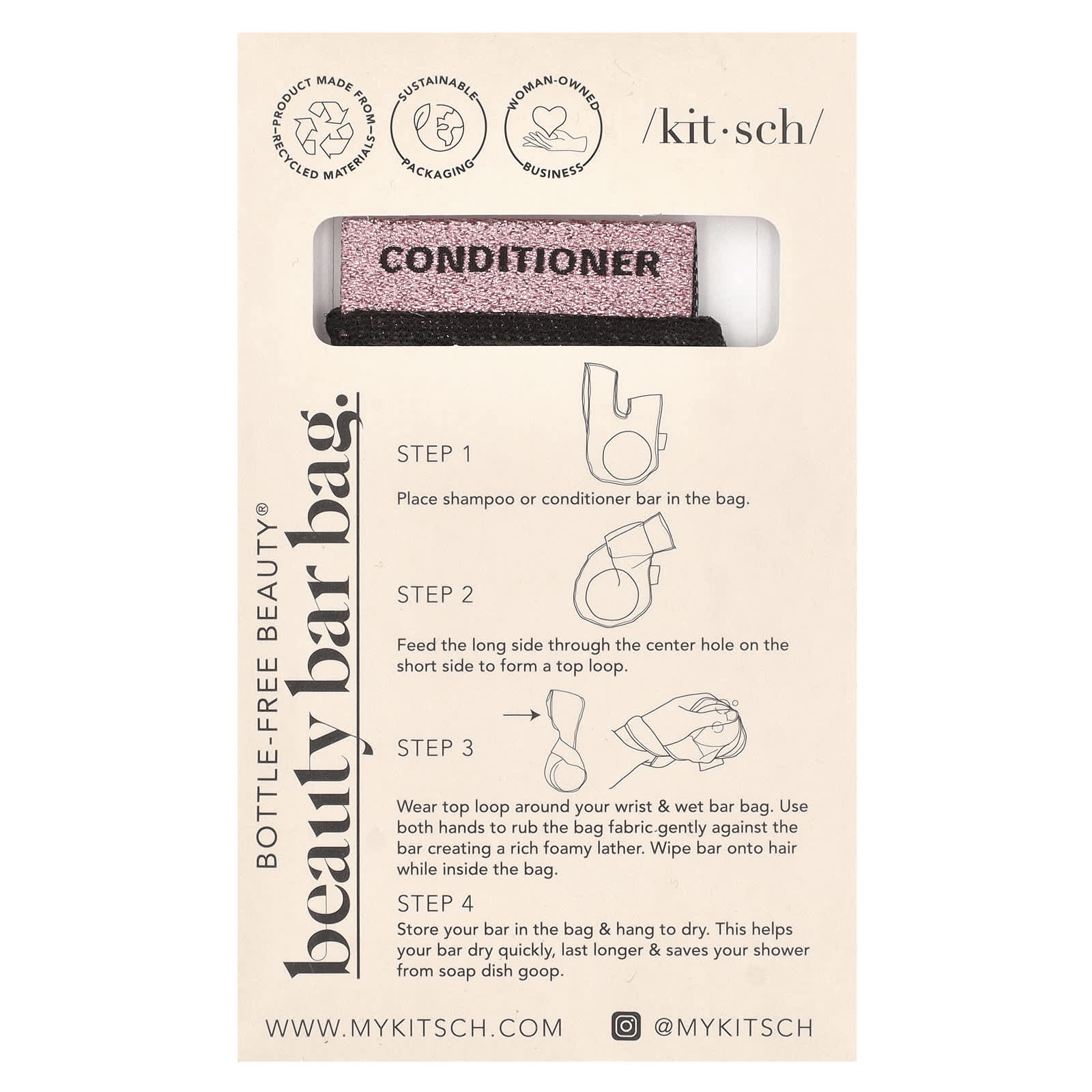 Kitsch Пакетик для мытья волос для кондиционера черный 1 шт 1590₽