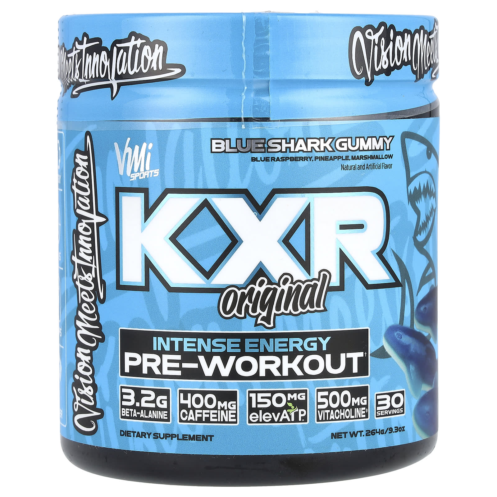 VMI Sports KXR Original интенсивная энергия перед тренировкой жевательная таблетка с синей акулой 264 г 93 унции 4690₽