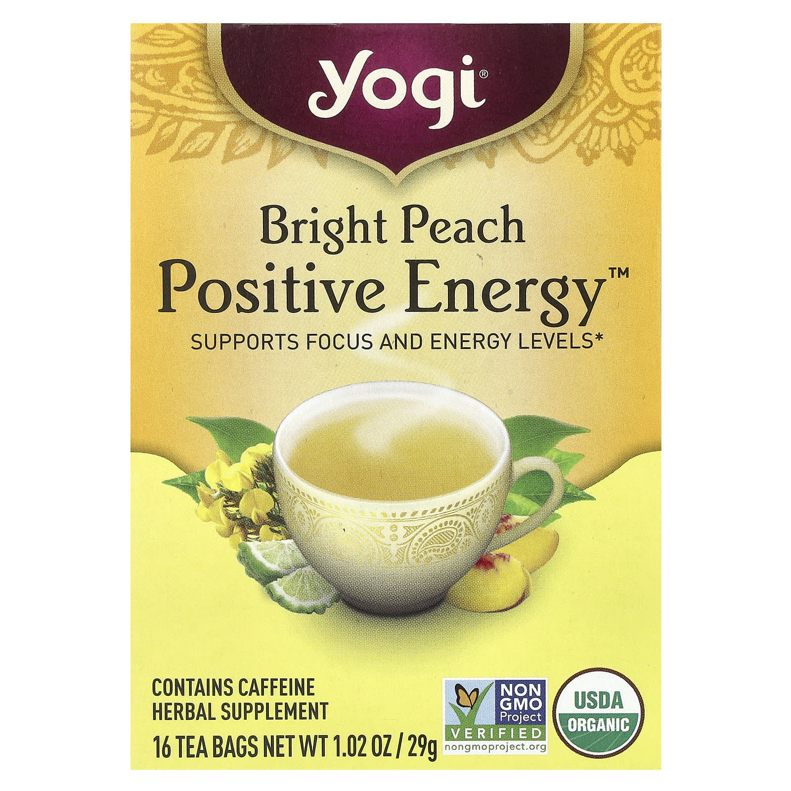 Yogi Tea Positive Energy Bright Peach 16 Tea Bags 102 oz 29 g 1590₽