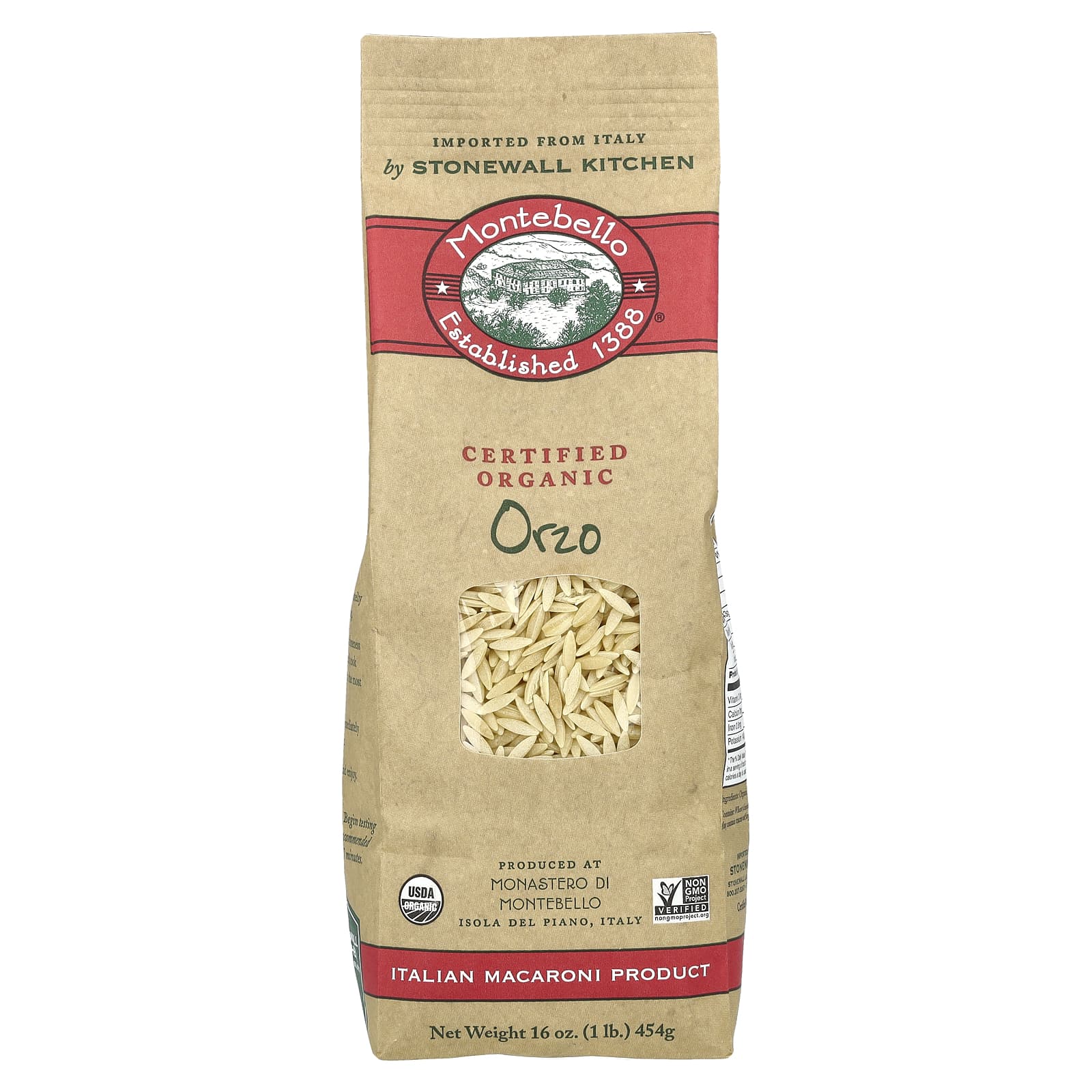 Montebello Organic Orzo 16 oz 454 g 1590₽