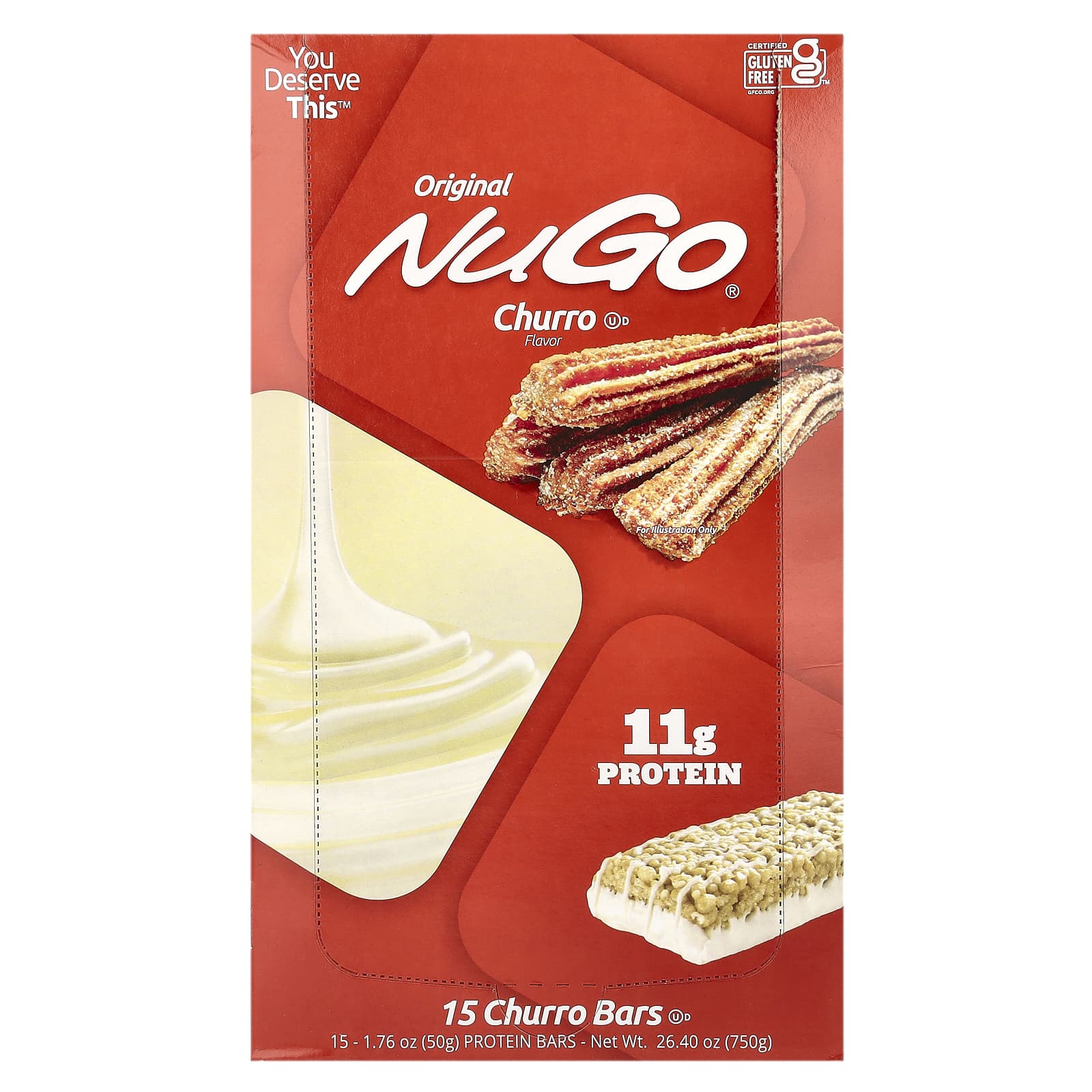 NuGo Nutrition Original протеиновые батончики Churro 15 батончиков 50 г 176 унции 4590₽