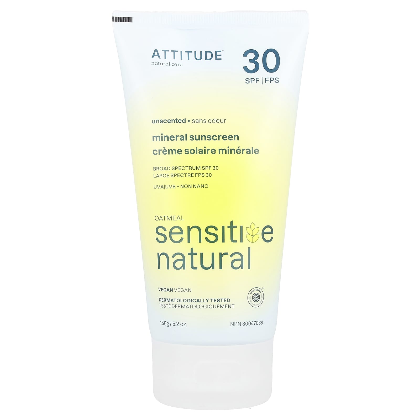 ATTITUDE Минеральное солнцезащитное средство натуральная овсянка SPF 30 без запаха 150 г 52 унции 4290₽