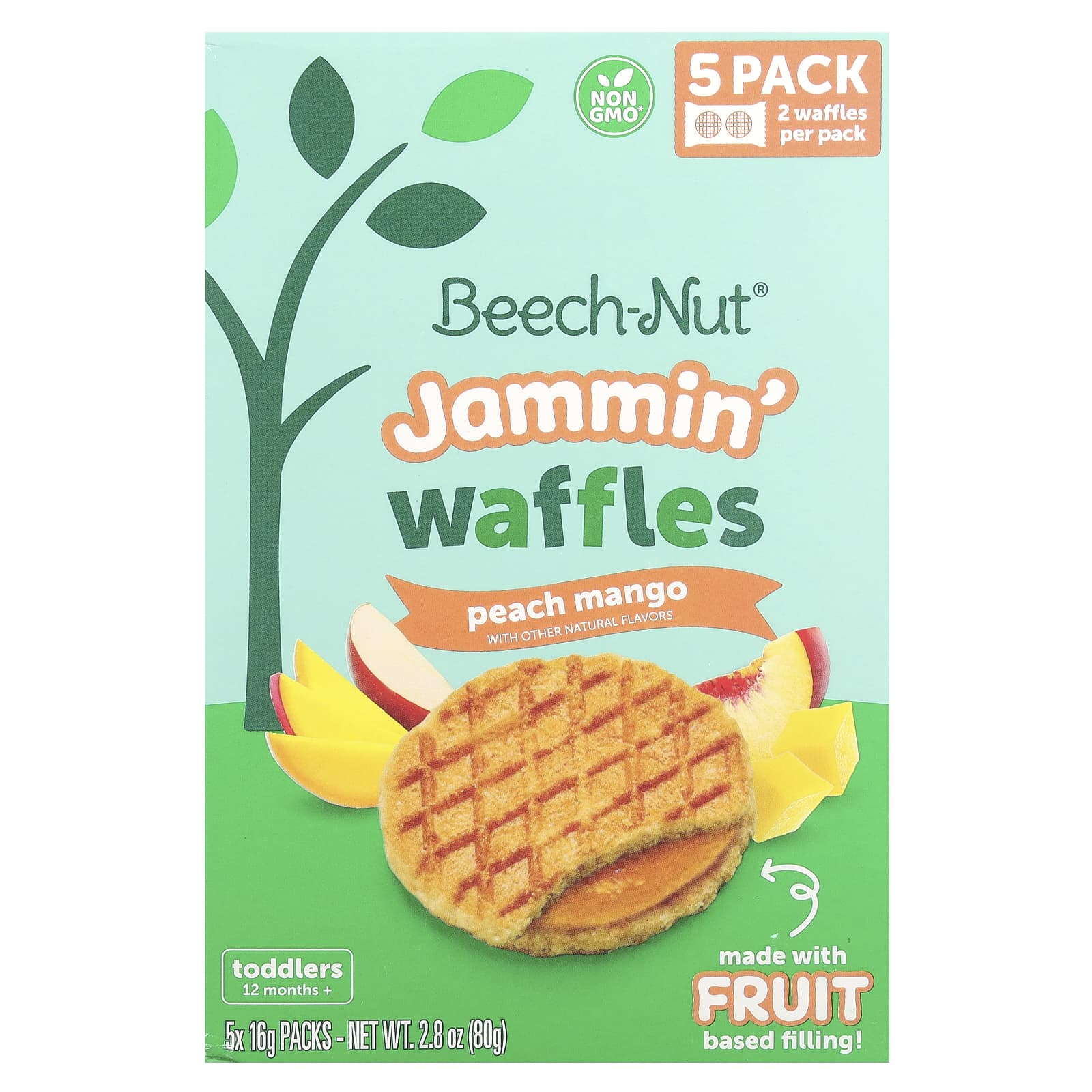 Beech-Nut Jammin Waffles от 12 месяцев персик и манго 5 пакетиков по 16 г 056 унции 1590₽