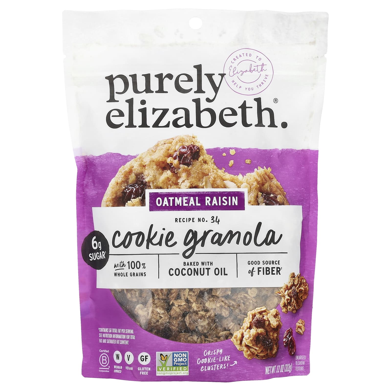 Purely Elizabeth Cookie Granola овсянка с изюмом 312 г 11 унций 1990₽
