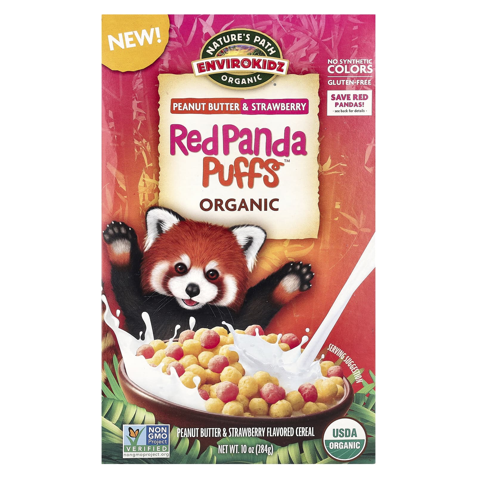 Natures Path Organic Red Panda Puffs хлопья с арахисовым маслом и клубникой 284 г 10 унций 1690₽