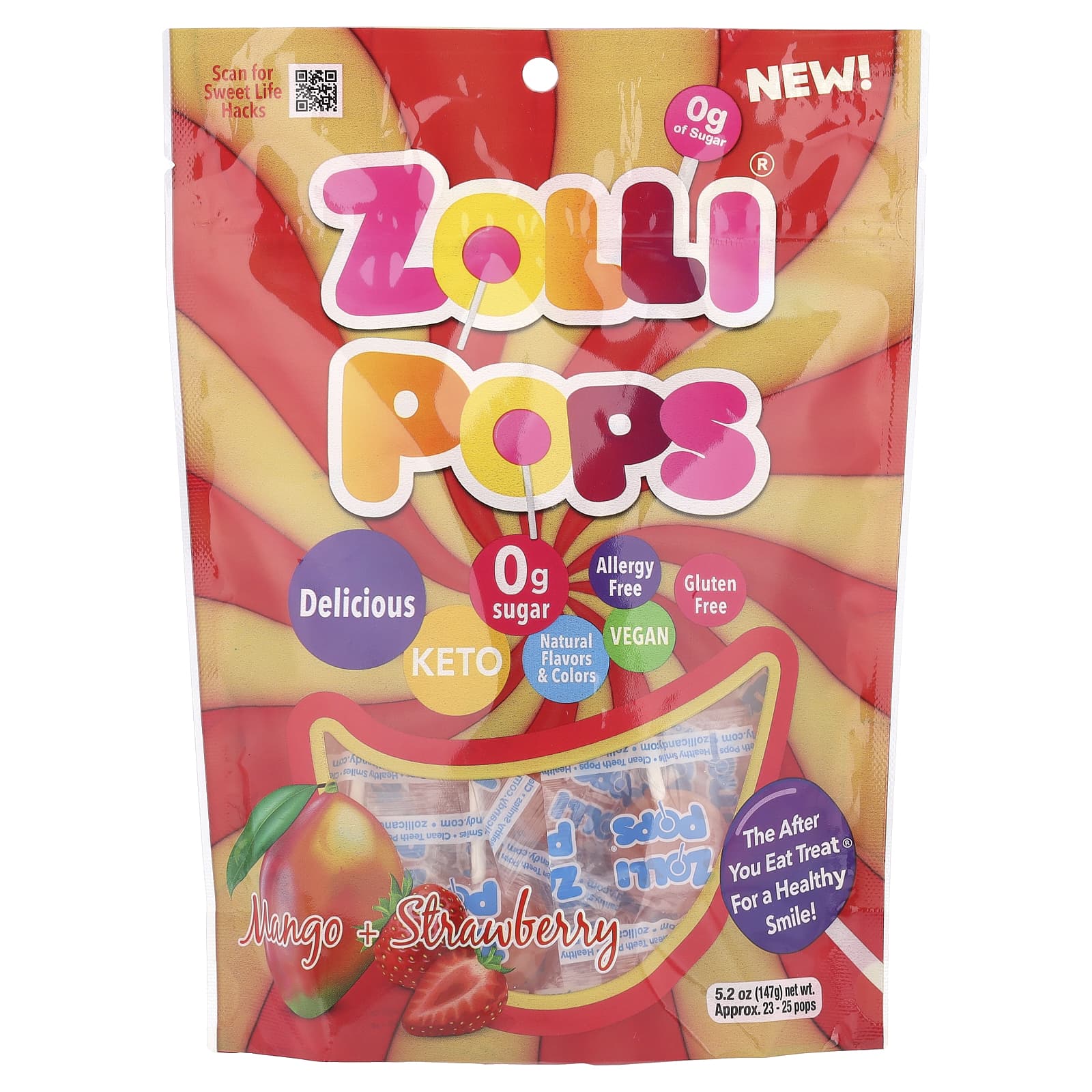 Zollipops Suckers манго и клубника 147 г 52 унции 1890₽