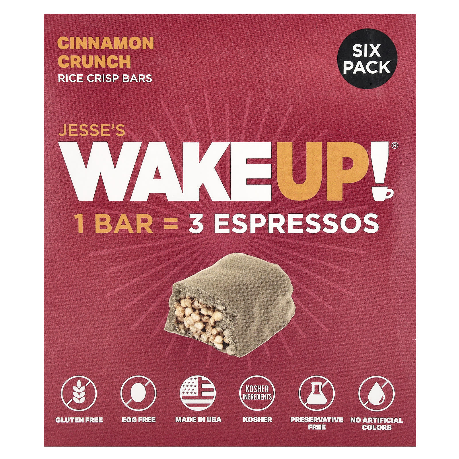 Jesses WAKEUP Rice Crisp Bars хрустящие батончики с корицей 6 батончиков 32 г 113 унции каждый 2090₽