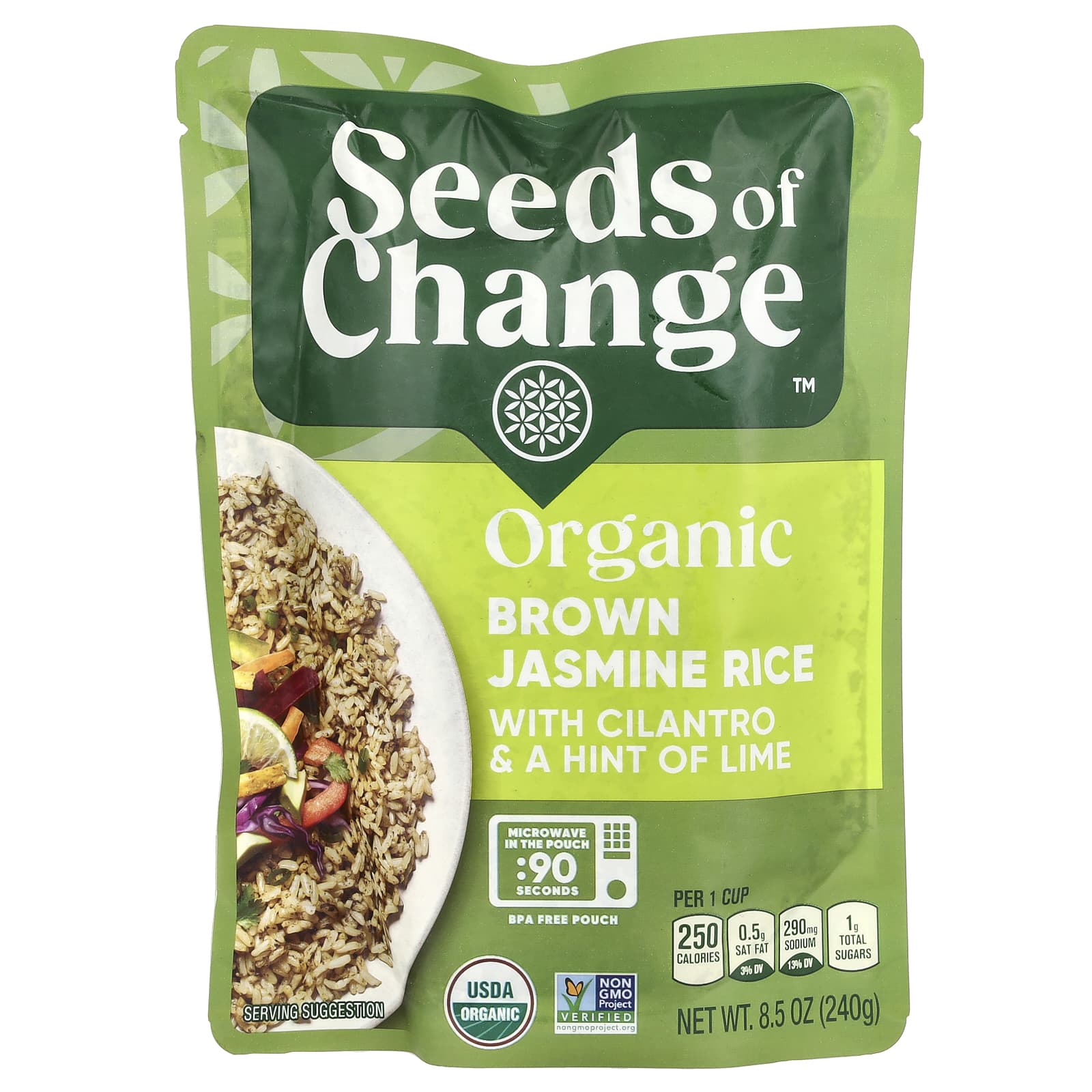 Seeds of Change Органический коричневый жасминовый рис с кинзой и лаймом 240 г 85 унции 1590₽