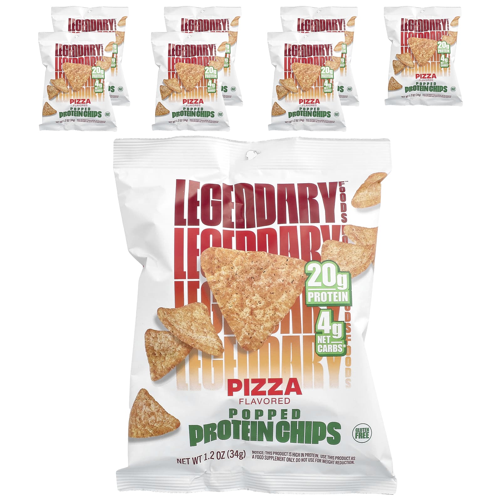 Legendary Foods Popped Protein Chips пицца 7 пакетиков по 34 г 12 унции 4390₽