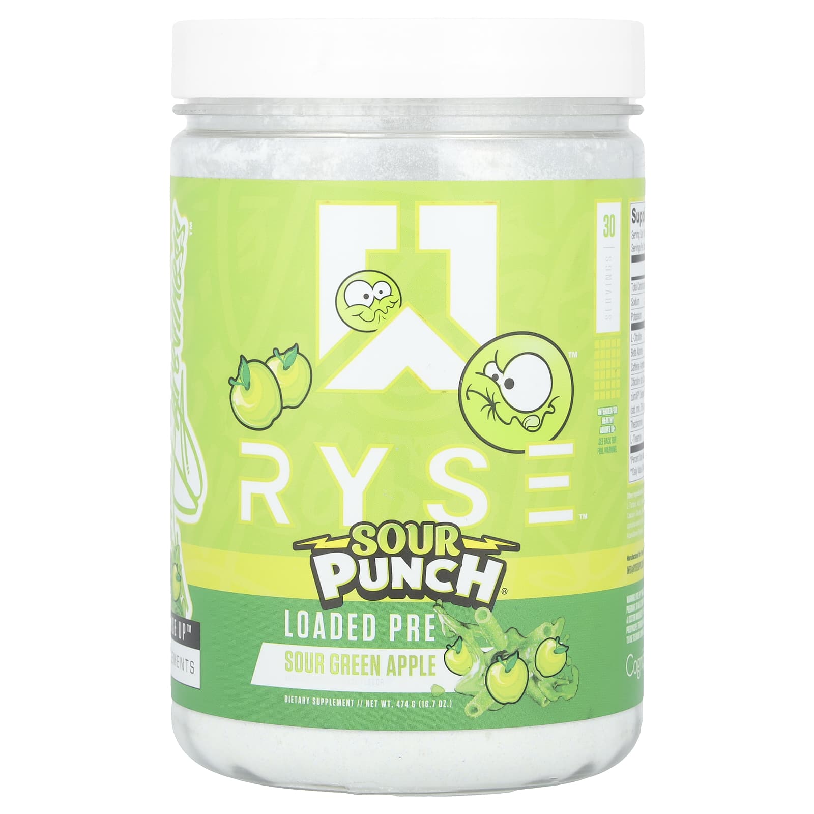 RYSE Loaded Pre Sour Punch кислое зеленое яблоко 474 г 167 унции 7490₽
