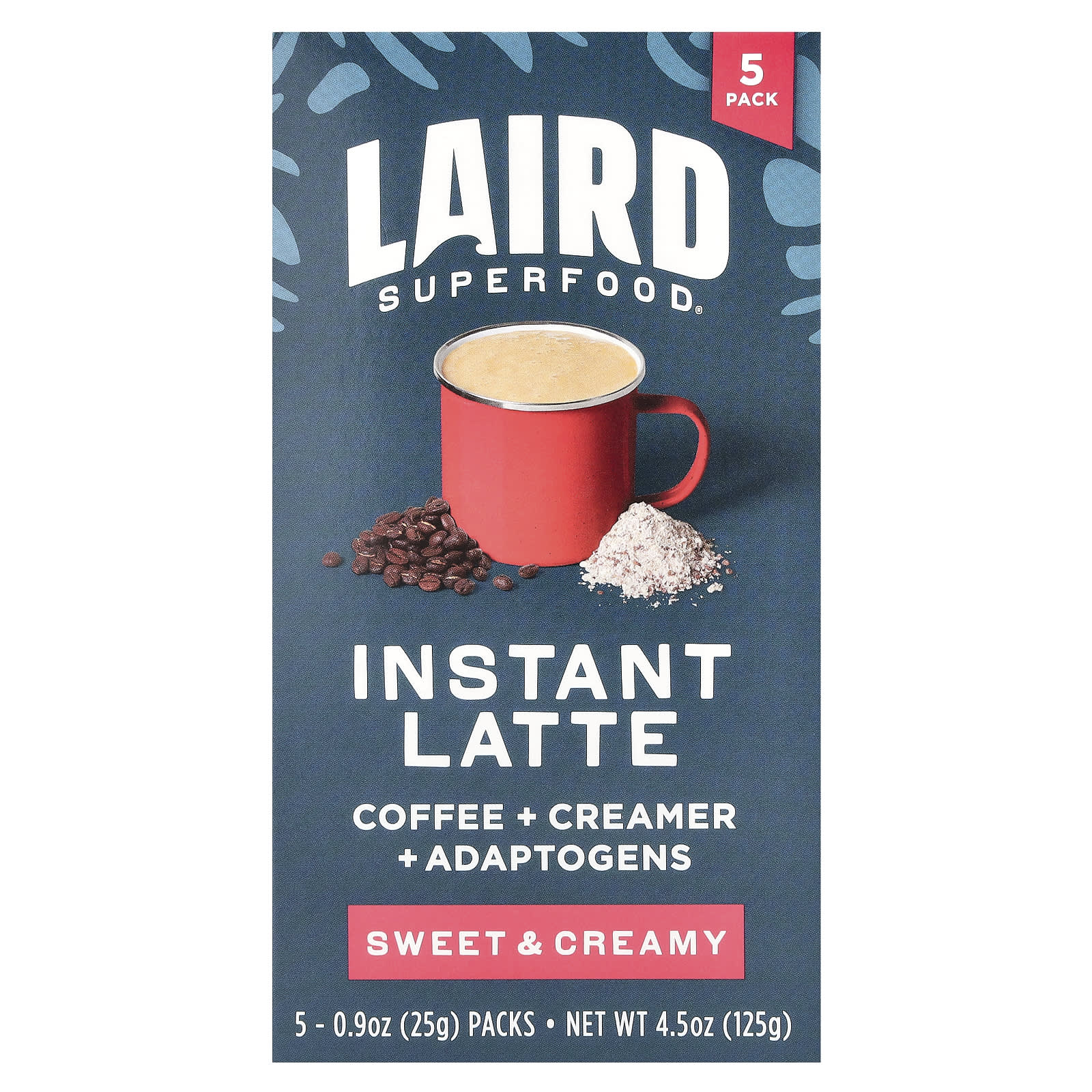 Laird Superfood Растворимый латте сладкий и сливочный 5 пакетиков по 25 г 09 унции 2390₽