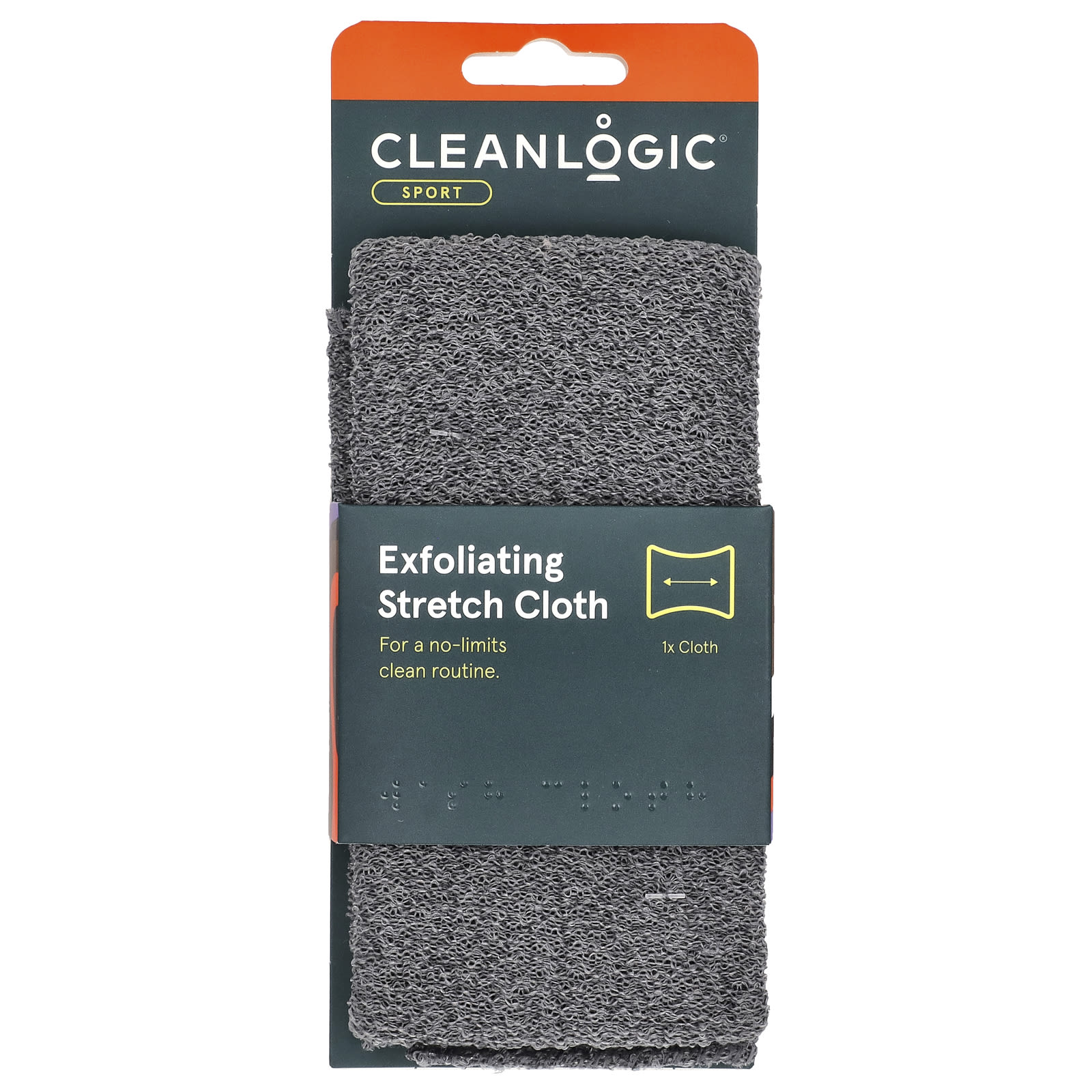 CleanLogic, Sport, отшелушивающая эластичная ткань, серая, 1 шт.