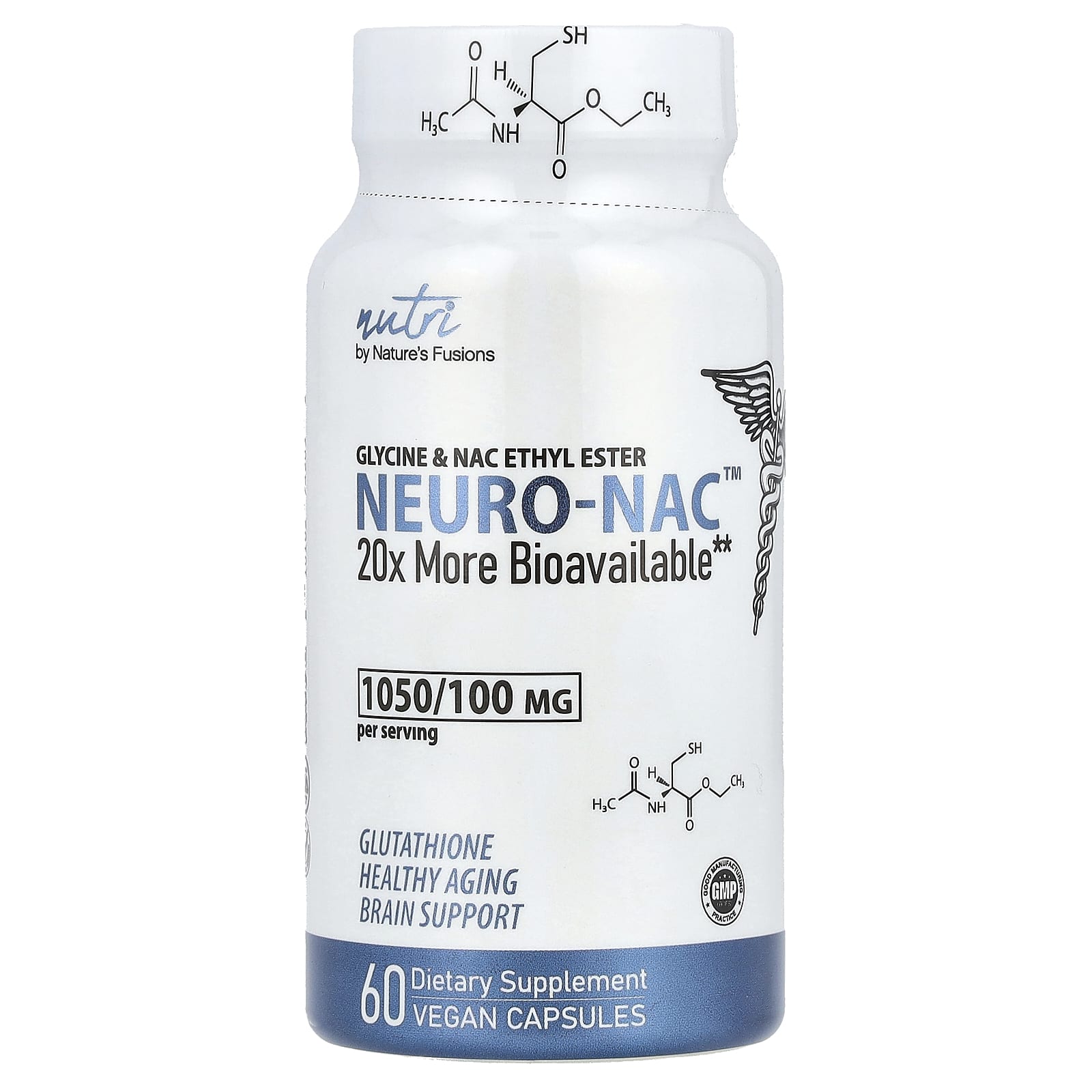 Natures Fusions Nutri NEURO-NAC этиловый эфир глицина и NAC 60 веганских капсул 3990₽