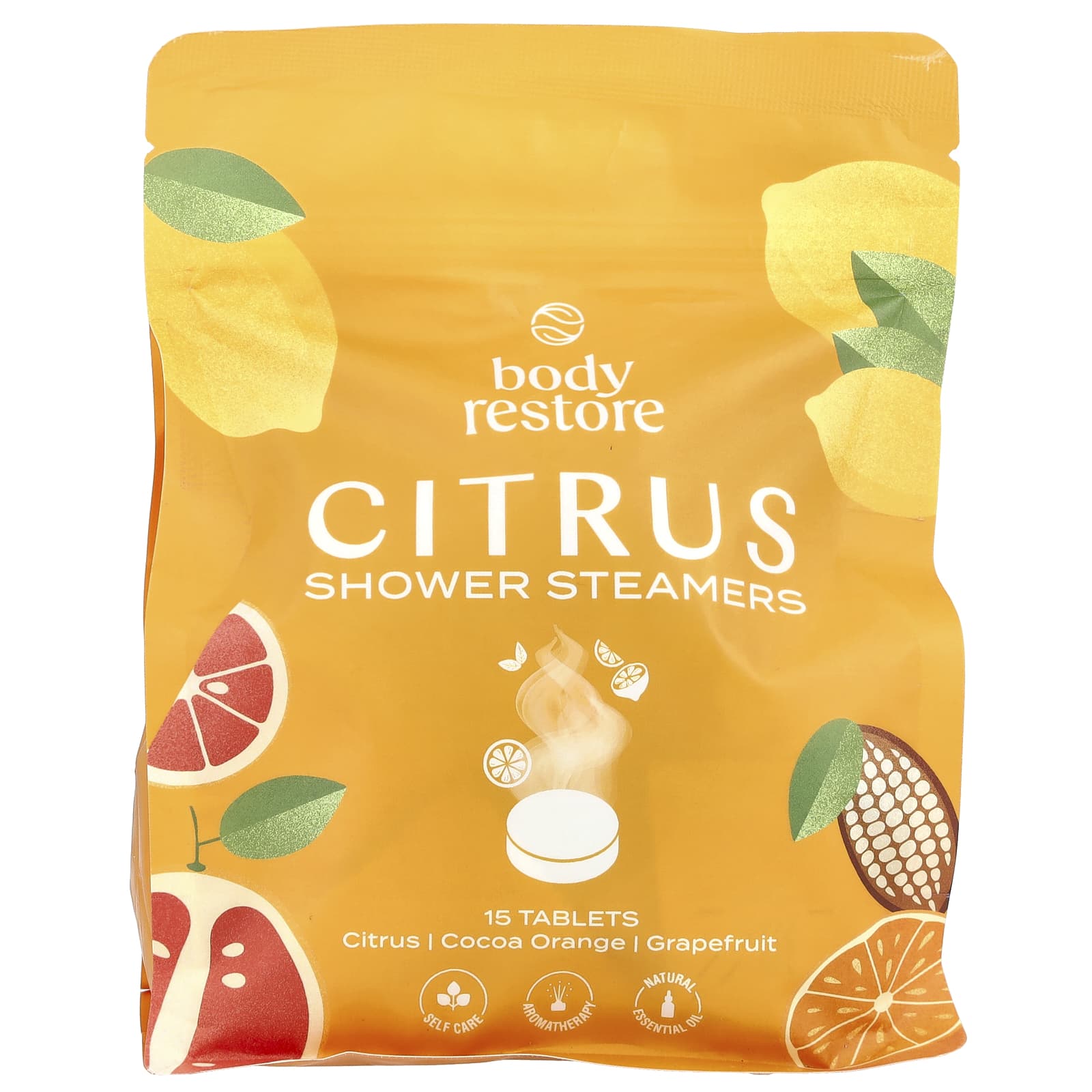 Body Restore, Отпариватели для душа, цитрус, какао и апельсин, грейпфрут, 15 таблеток, 13,2 унции