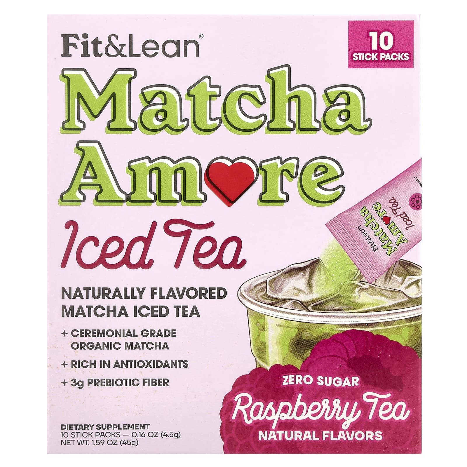 Fit - Lean Чай со льдом Matcha Amore малиновый чай 10 пакетиков в стиках по 45 г 016 унции 4190₽