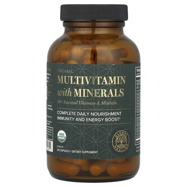 Global Healing, Органические мультивитамины с минералами, 120 капсул