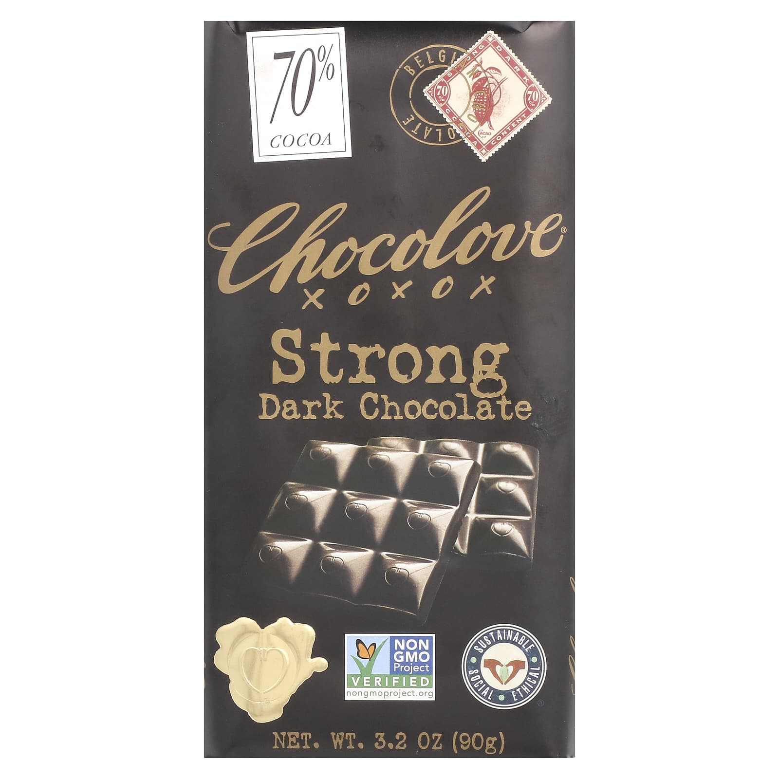 Chocolove экстрагорький черный шоколад 70 какао 90 г 32 унции 1490₽