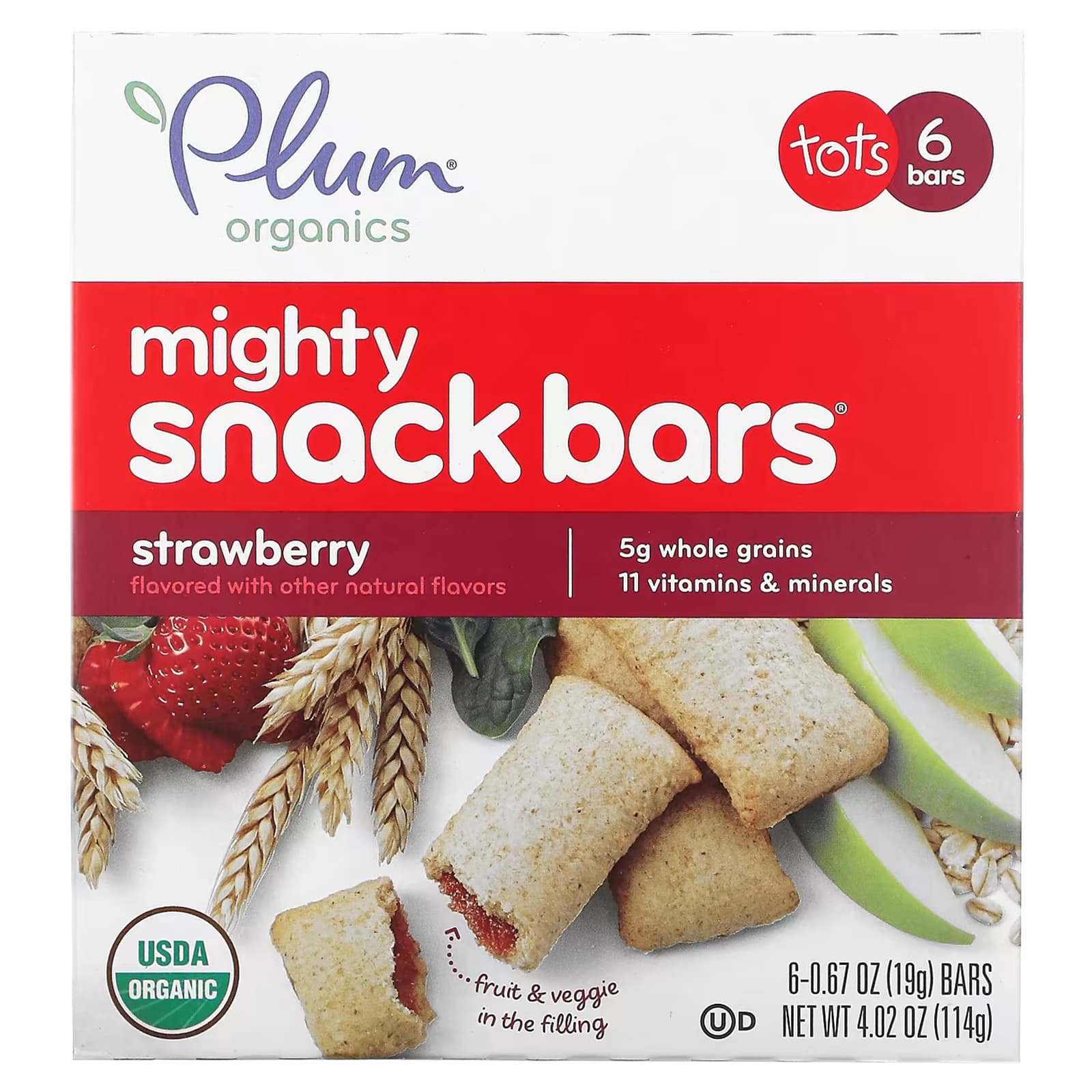 Plum Organics Mighty Snack Bars для малышей клубничный вкус 6 батончиков по 19 г 067 унции 1590₽