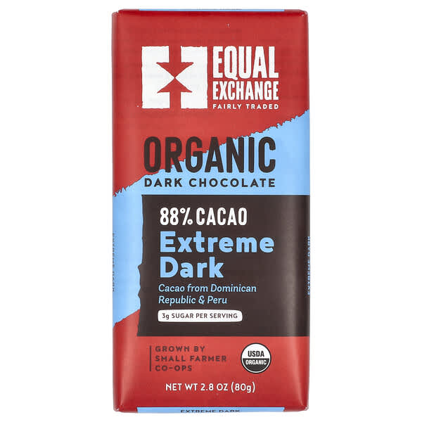 Equal Exchange, органический темный шоколад, экстрачерный, 88% какао, 80 г (2,8 унции)
