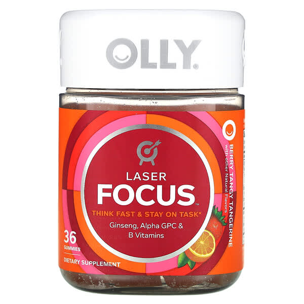 OLLY, Laser Focus жевательные таблетки, со вкусом ягод и мандарина, 36 жевательных таблеток
