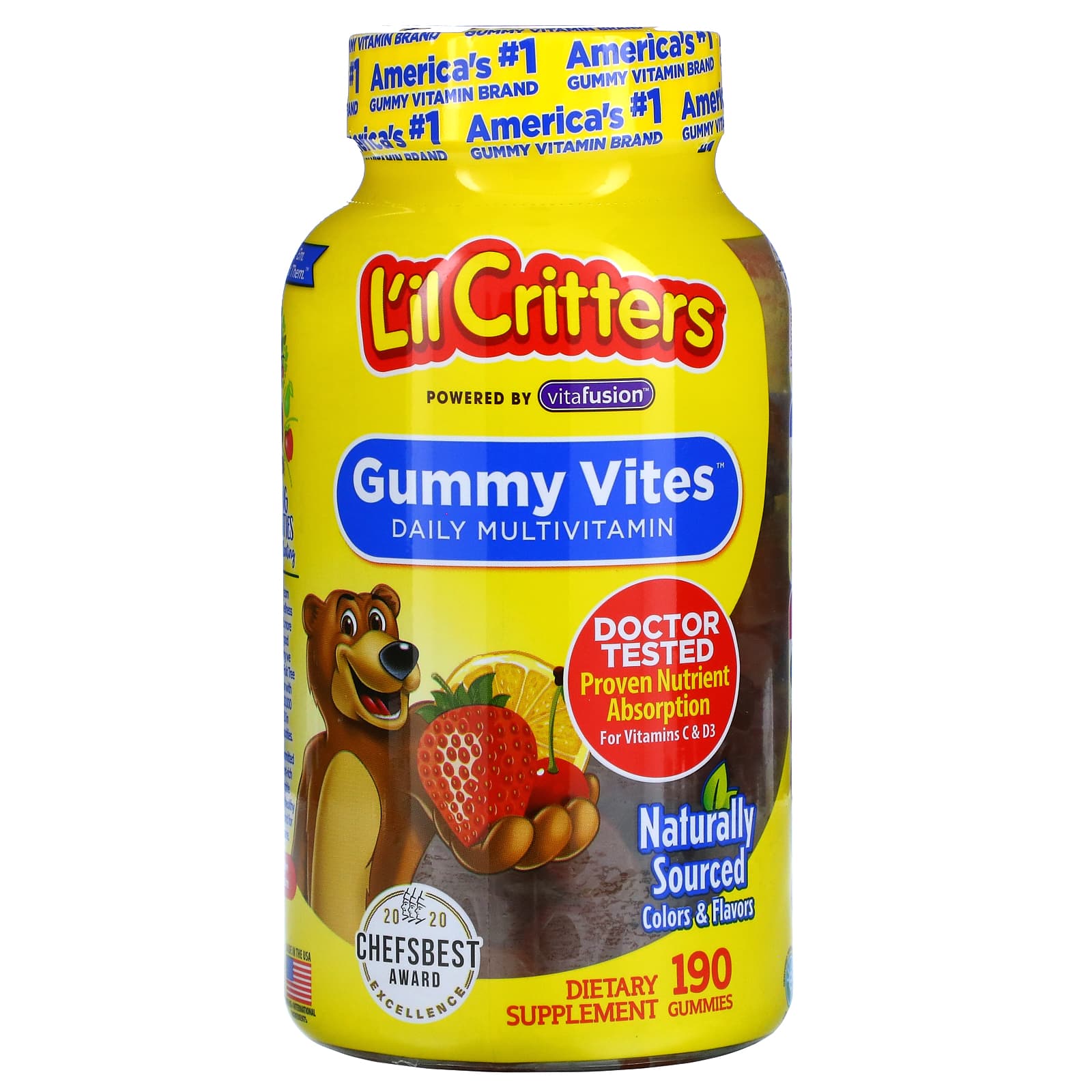 Lil Critters Gummy Vites ежедневные мультивитамины 190 жевательных мармеладок 3190₽