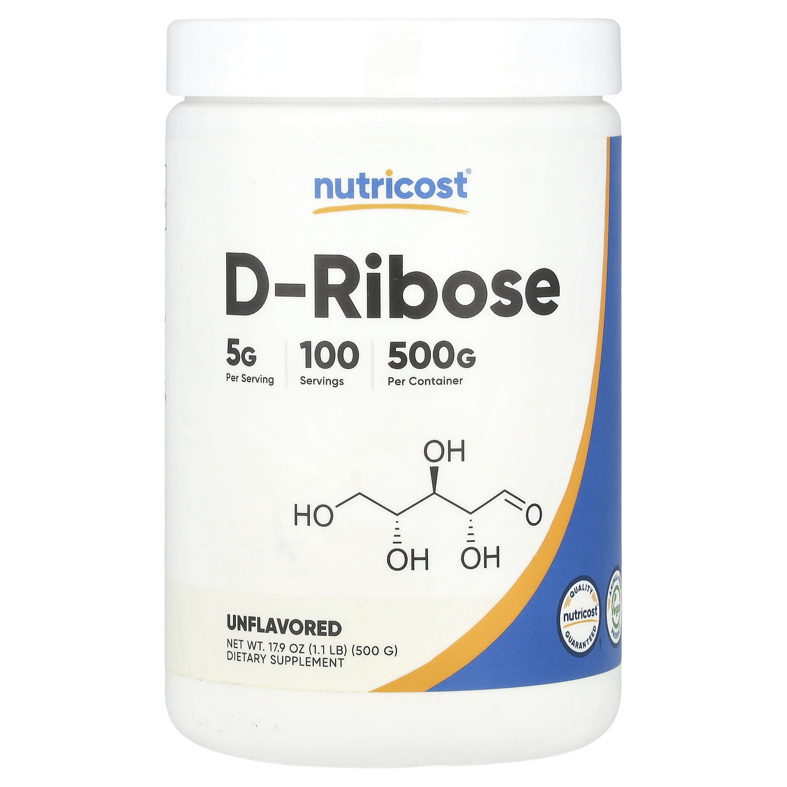 Nutricost D-рибоза без добавок 500 г 179 унции 5690₽