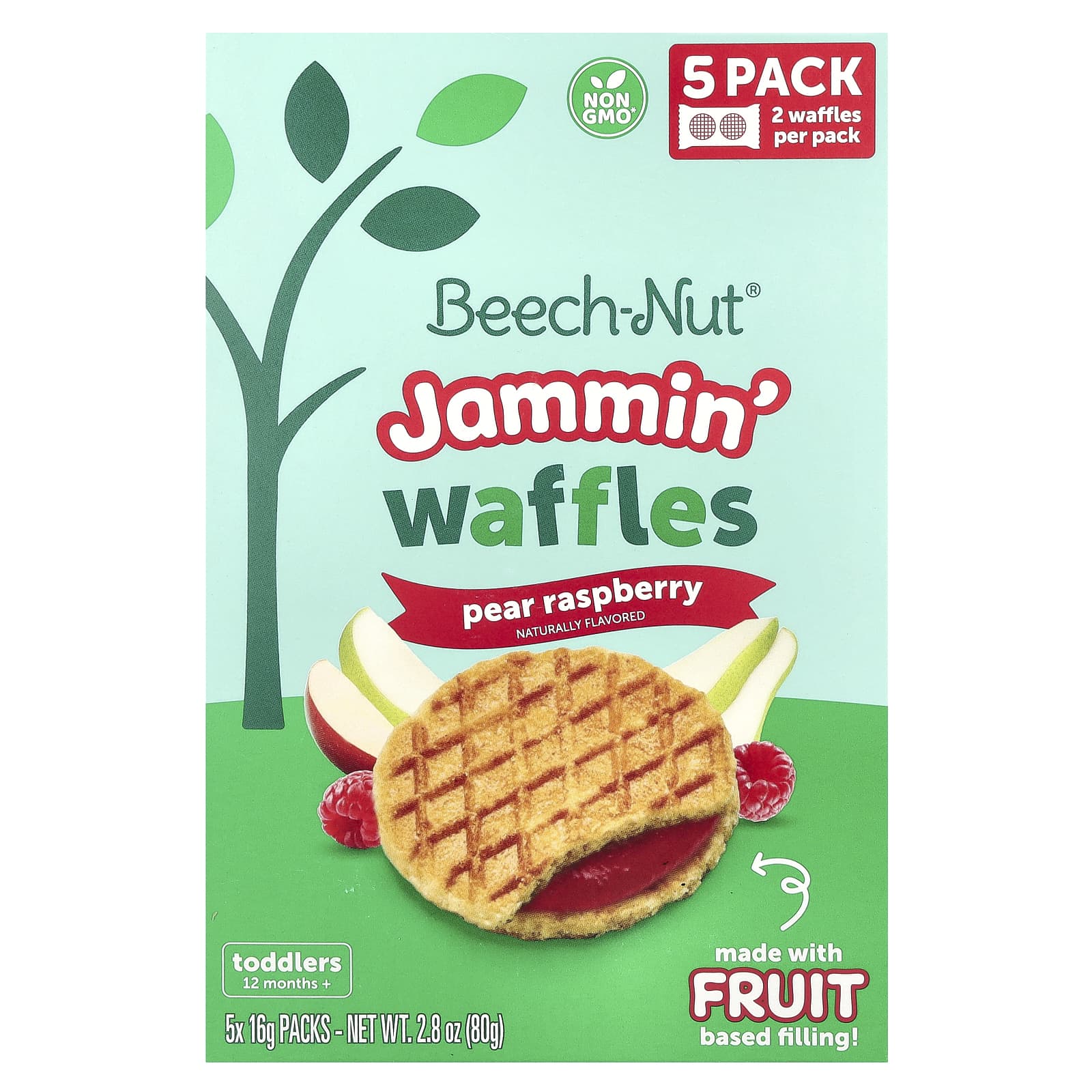 Beech-Nut Jammin Waffles для детей от 12 месяцев груша и малина 5 пакетиков по 16 г 056 унции 1590₽