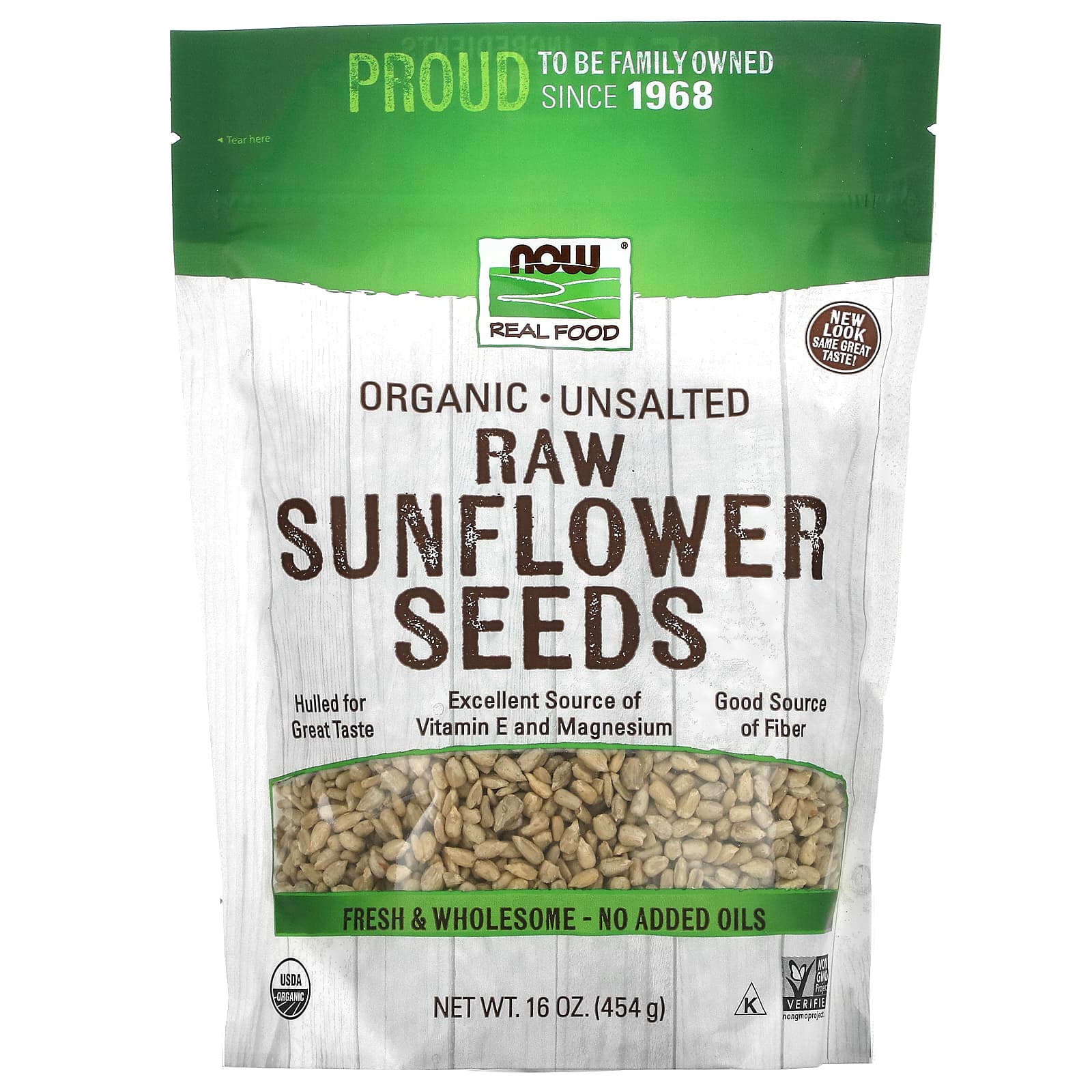 NOW Foods Real Food органические необработанные семена подсолнечника несоленые 454 г 16 унций 1790₽