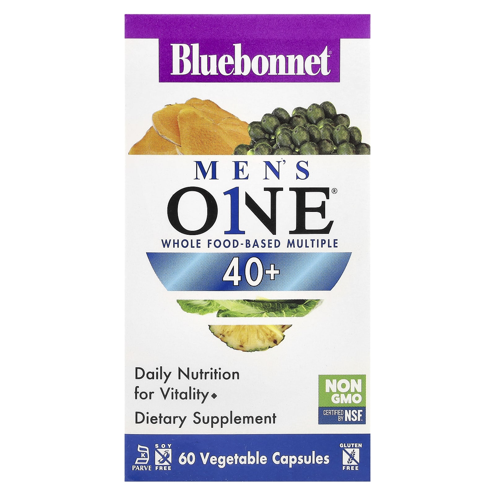 Bluebonnet Nutrition Mens ONE мультивитаминная добавка на основе цельных продуктов для мужчин старше 40 лет 60 растительных капсул 5490₽