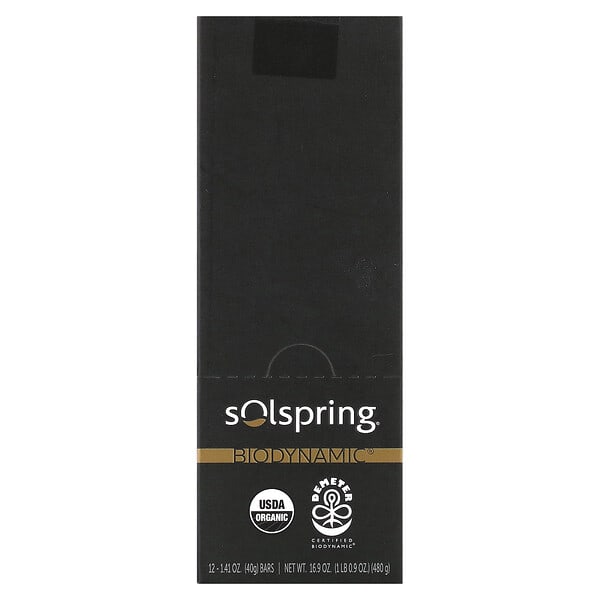 Dr. Mercola, Solspring, биодинамический, темный шоколад, 70% какао, 12 плиток по 40 г (1,41 унции)