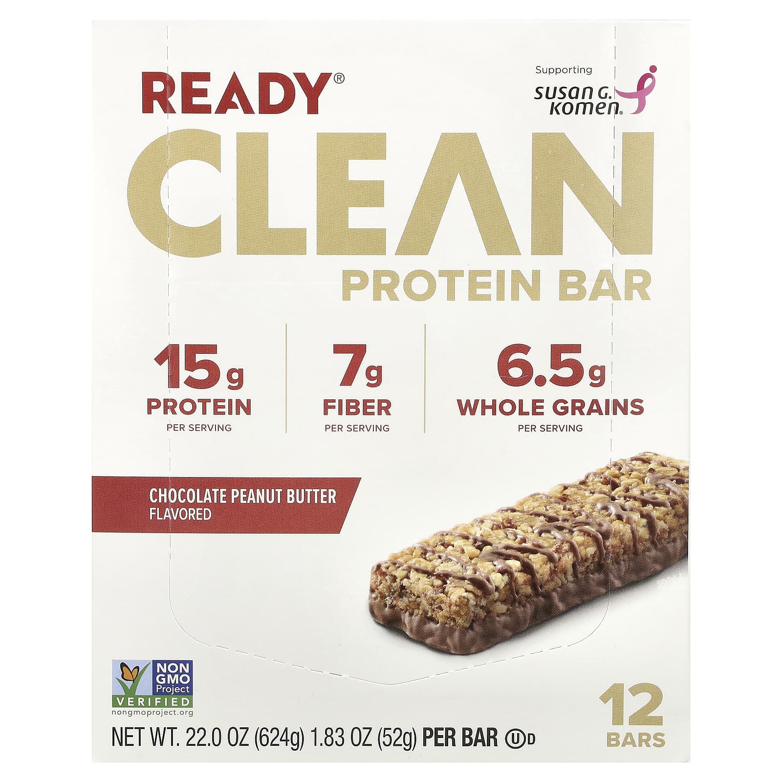 Ready Clean Protein Bar шоколадно-арахисовая паста 12 батончиков 52 г 183 унции 5090₽