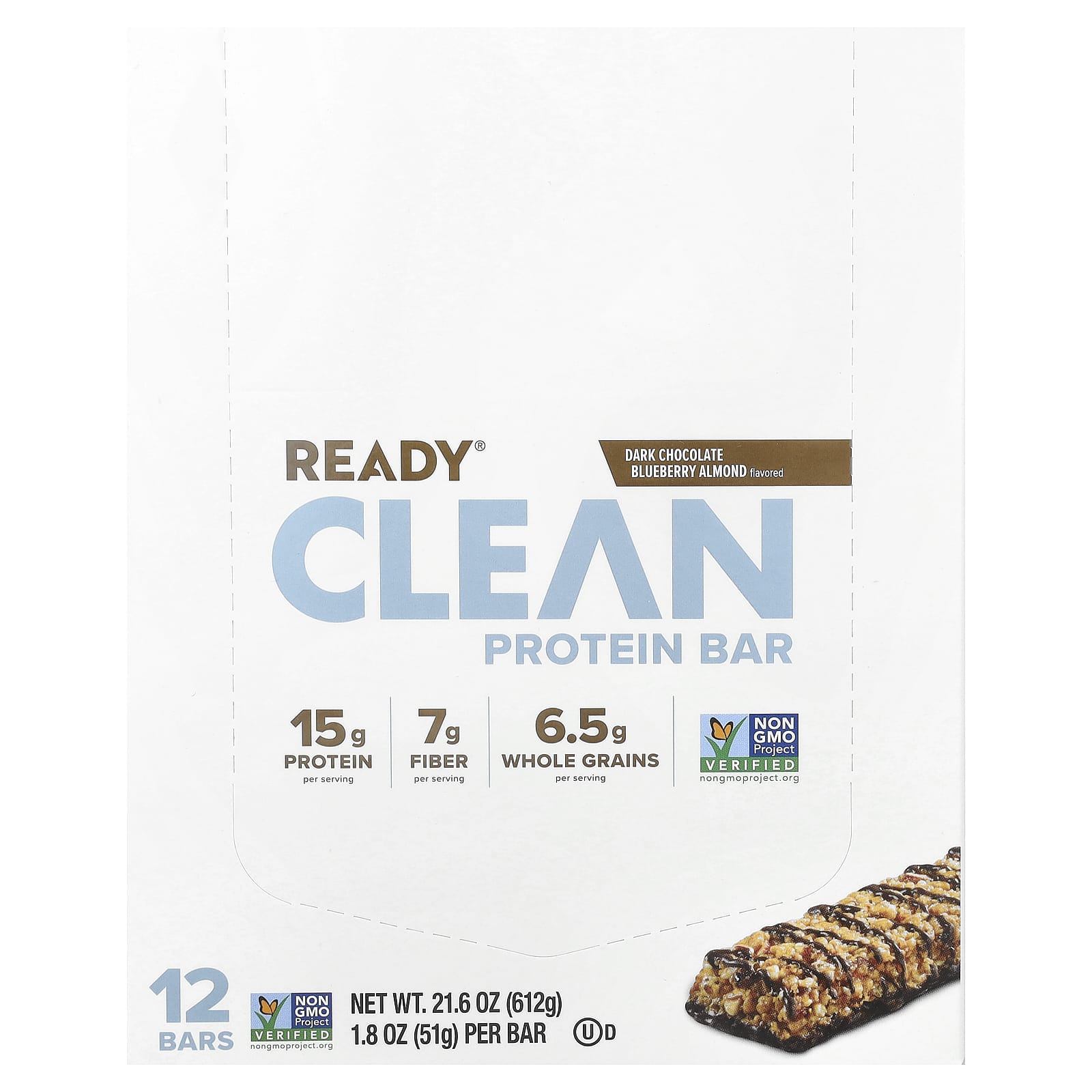 Ready Clean Protein Bar темный шоколад черника и миндаль 12 батончиков 51 г 18 унции 5090₽
