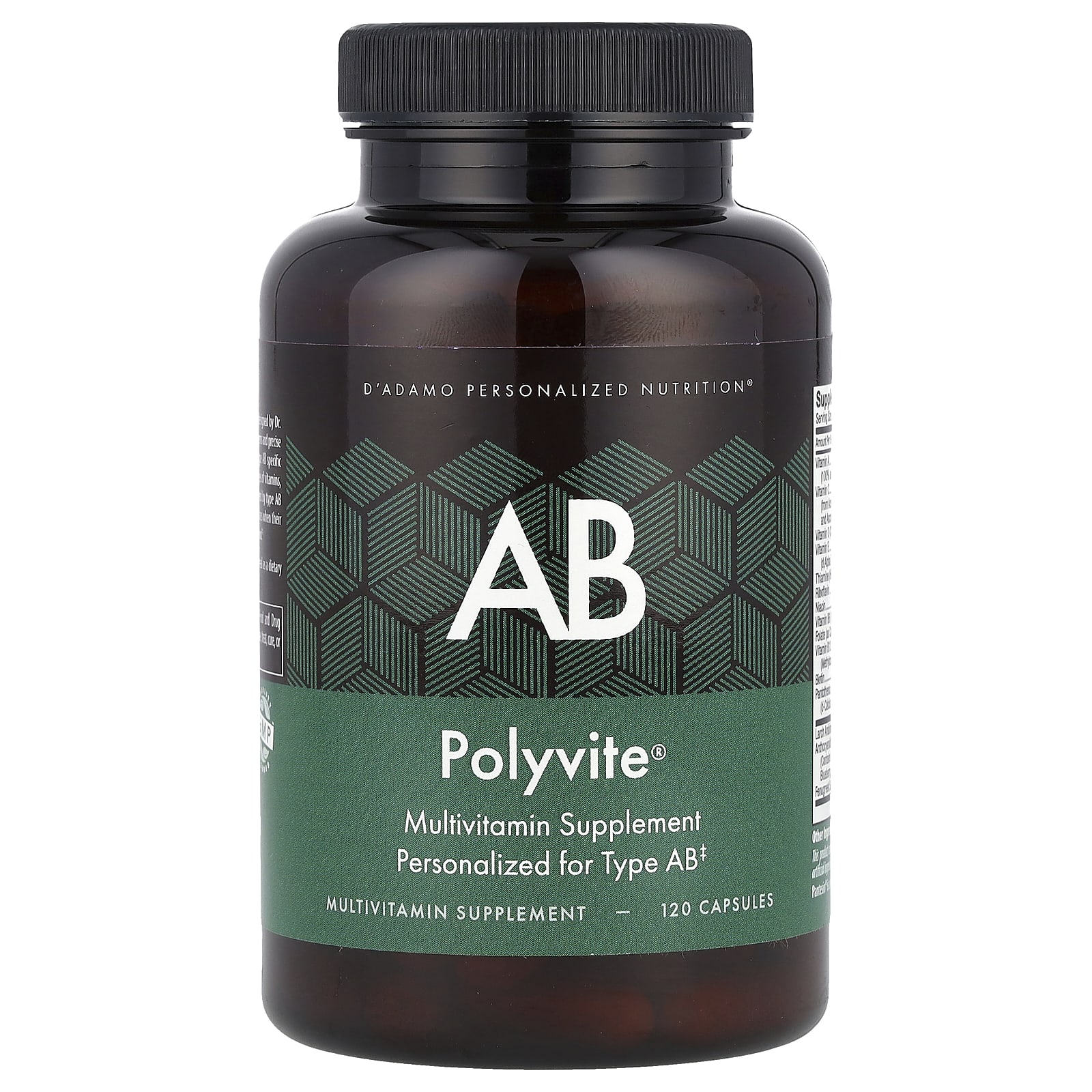 D'adamo, Polyvite® AB, мультивитаминная добавка, 120 капсул
