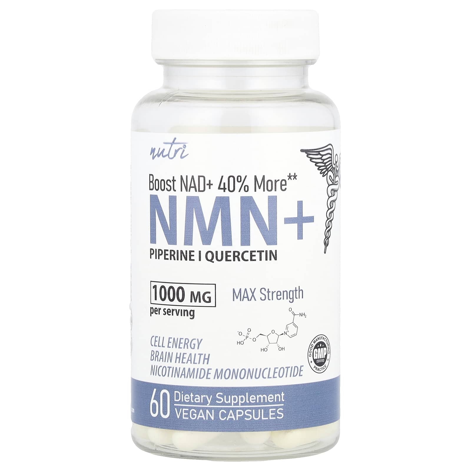 Natures Fusions NMN максимальная сила действия 1000 мг 60 веганских капсул 500 мг на капсулу 7990₽