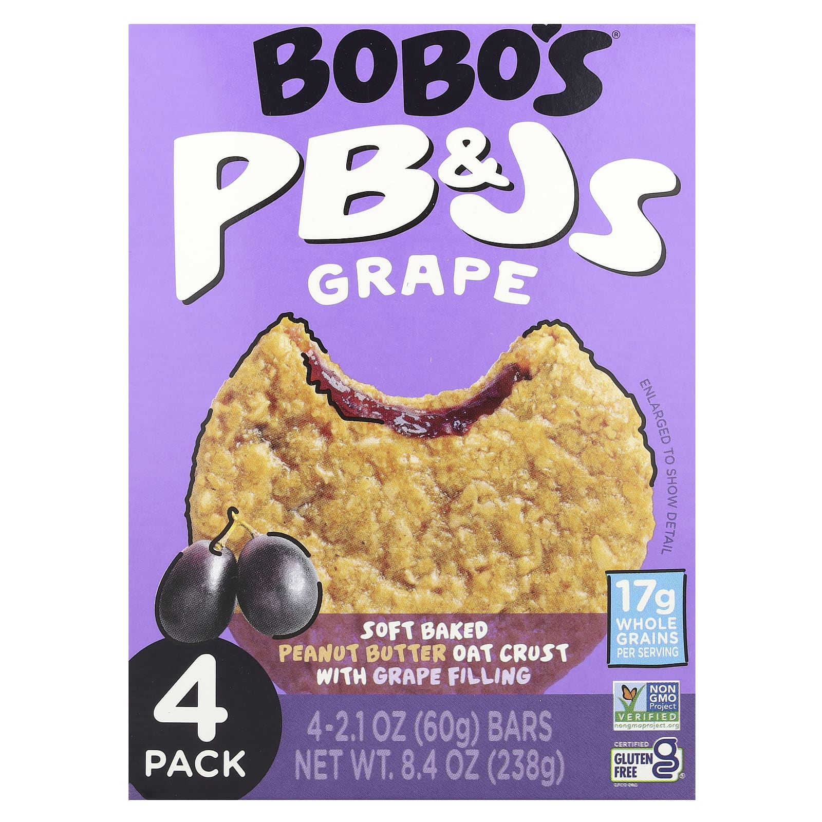 Bobos Oat Bars PB - Js виноград 4 батончика по 60 г 21 унции 1690₽