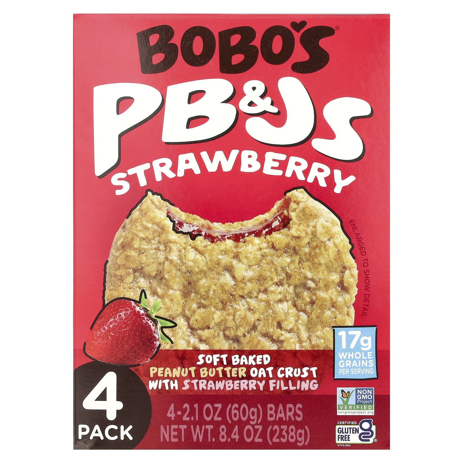 Bobos Oat Bars PB - Js клубника 4 упаковки по 60 г 21 унции 1690₽