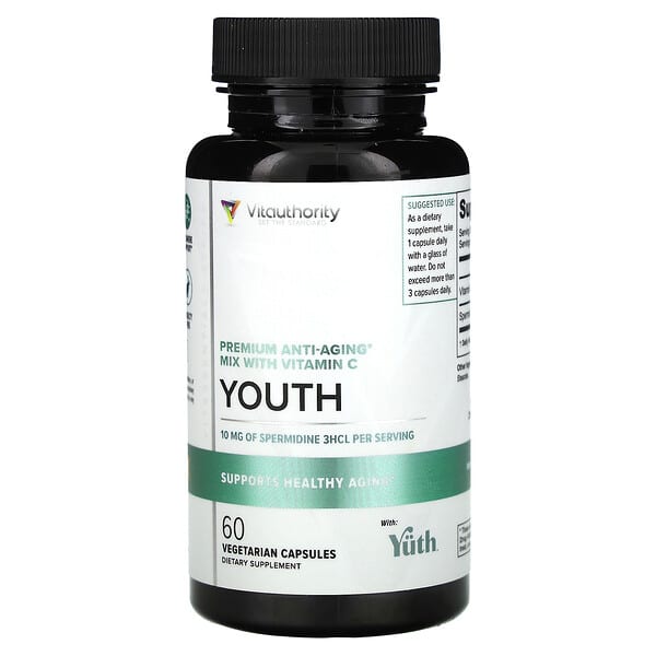 Vitauthority, Youth, антивозрастная смесь премиального качества с витамином C, 60 вегетарианских капсул