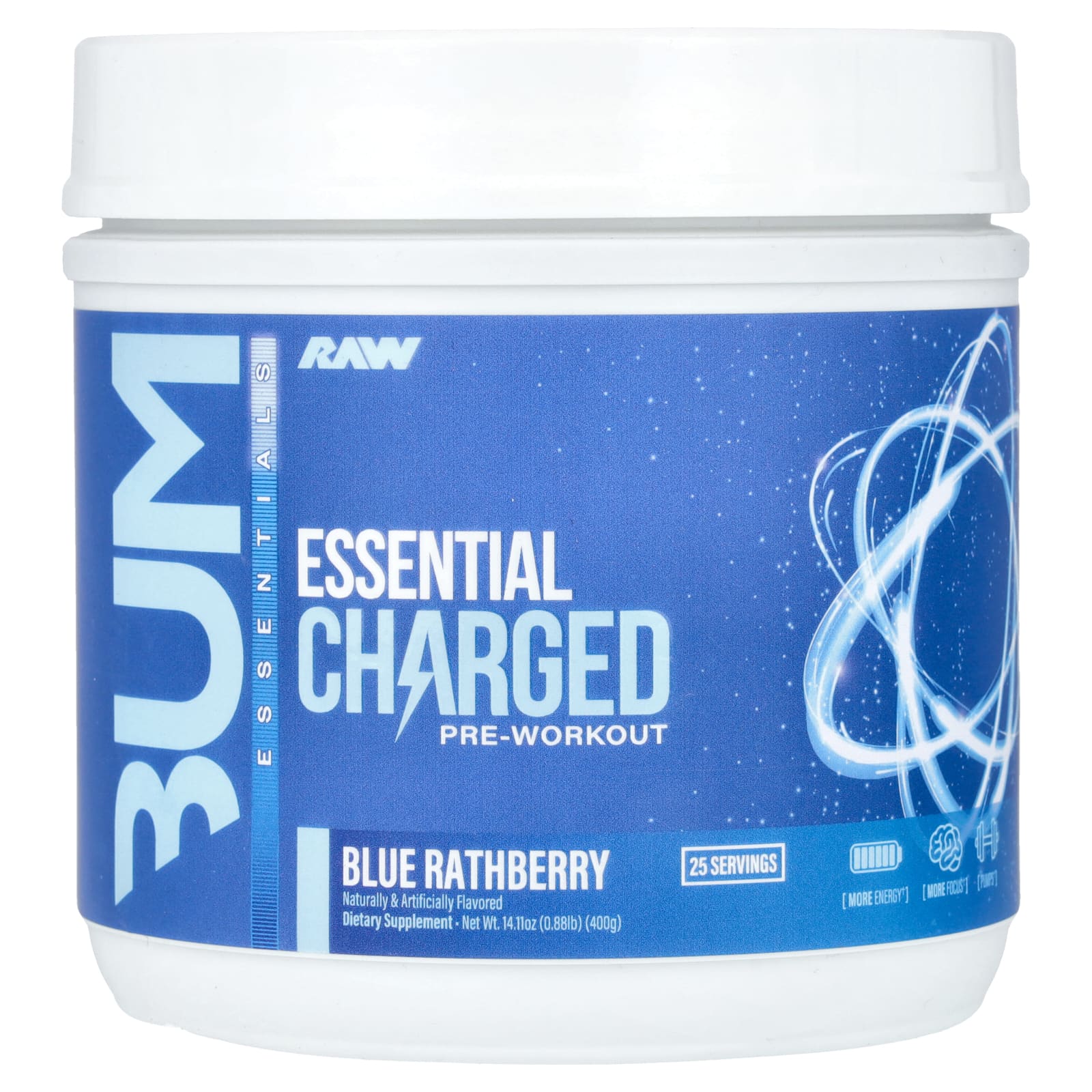 Raw Nutrition Bum Essentials Essential Charged перед тренировкой голубая малина 400 г 088 фунта 5990₽