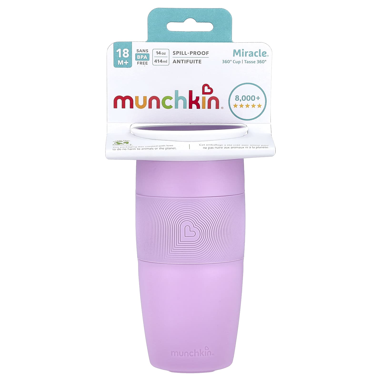 Munchkin Miracle 360 Cup от 18 месяцев светло-фиолетовый 414 мл 14 унций 1990₽
